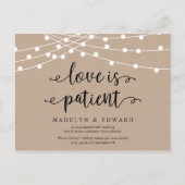 String-Lichter, Liebe ist geduldig, Hochzeit versc Postkarte (Vorderseite)