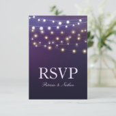 String Light Abend Wedding RSVP Karte (Stehend Vorderseite)
