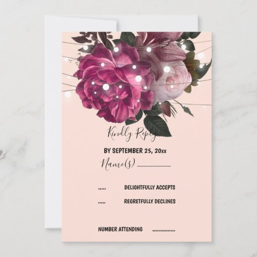 String light Burgundy Blume UAWG Einladung (Vorderseite)