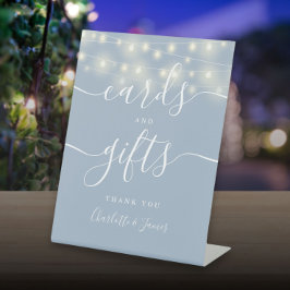 String Light Dusty Blue Script Cards und Geschenke Sockelschild