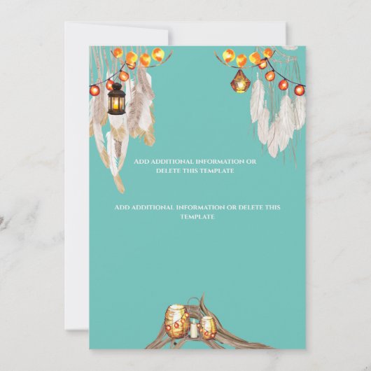 String light feather boho makrame Kleid aquamarin  Save The Date (Rückseite)