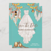 String light feather boho makrame Kleid aquamarin  Save The Date (Vorne/Hinten)