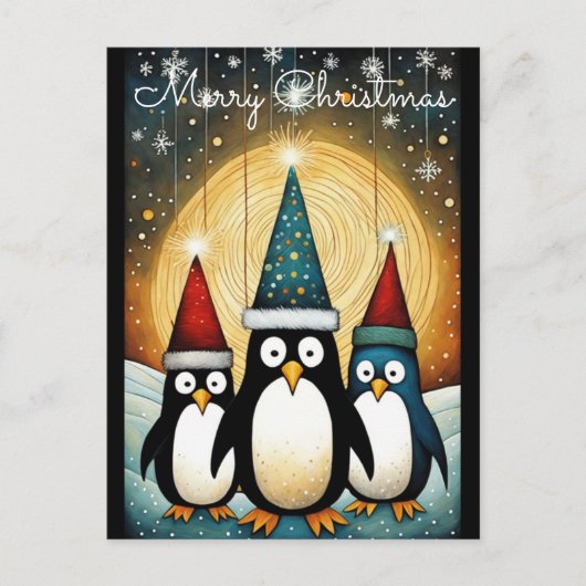 String Light Full Moon Santa Penguin Weihnachten (Vorderseite)