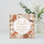 String Light Gingham Pumpkin Gender Reveal Party Einladung (Stehend Vorderseite)