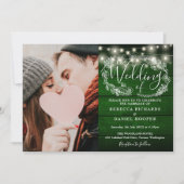 String Light Green Rustic Foto in einer Hochzeit Einladung (Vorderseite)