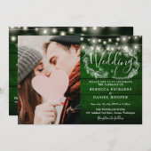 String Light Green Rustic Foto in einer Hochzeit Einladung (Vorne/Hinten)