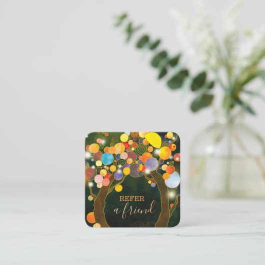 String Light Liebe Trees Business Empfehlungskarte (Stehend Vorderseite)