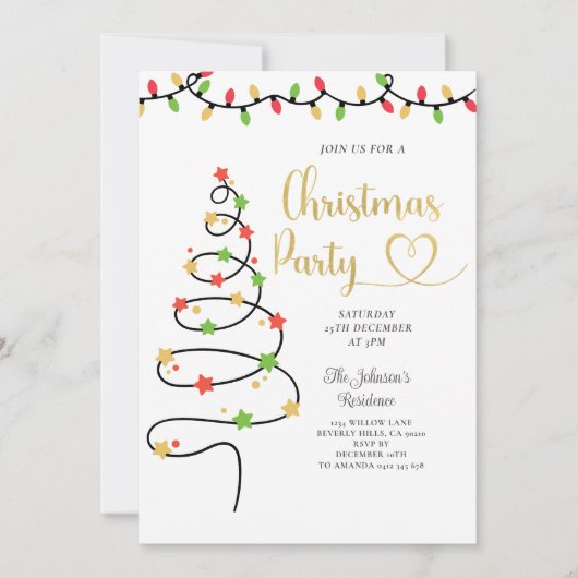 String Light Party Einladung (Vorderseite)