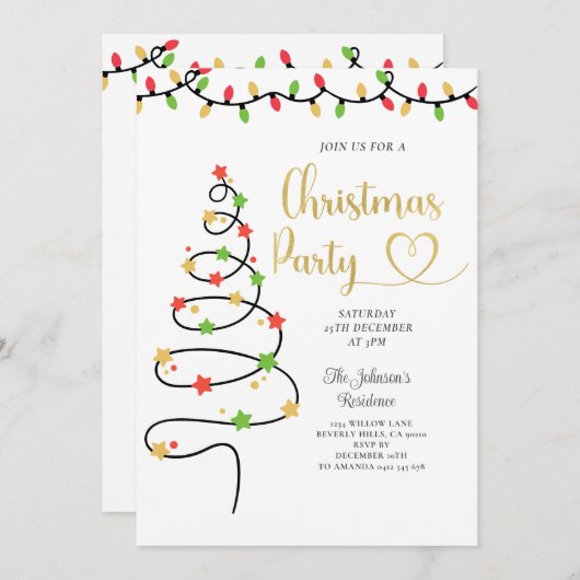 String Light Party Einladung (Vorne/Hinten)