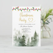 String Light Pine Trees Weihnachts-Party Einladung (Stehend Vorderseite)