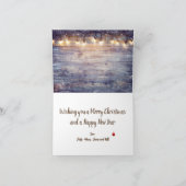 String Light Rustic Wood Foto Feiertagskarte (Innenseite)