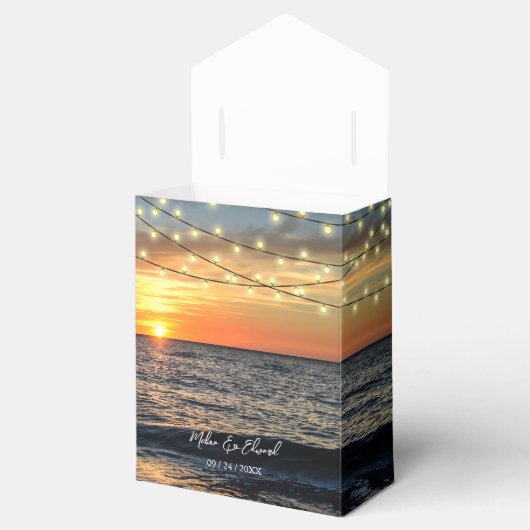 String Light Sunset Beach Hochzeitsbox Geschenkschachtel (Geöffnet)