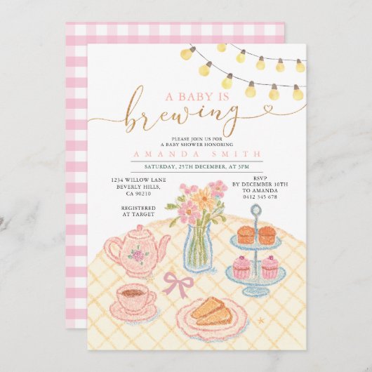 String Light Tea Party Einladung (Vorne/Hinten)