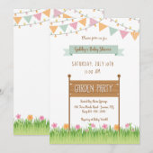 String Lights and Party Flags Baby Shoounter Einladung (Vorne/Hinten)