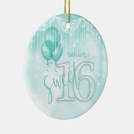 String Lights & Balloons Sweet 16 Aquamarin ID473 Keramik Ornament (Rechts)
