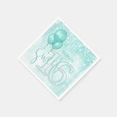 String Lights & Balloons Sweet 16 Aquamarin ID473 Serviette (Ecke)