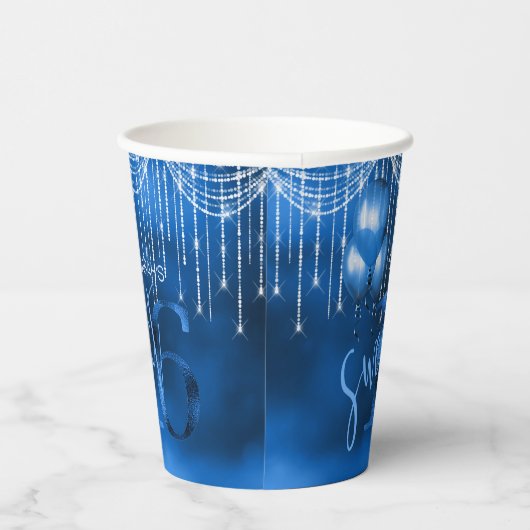 String Lights & Balloons Sweet 16 Dk Blue ID473 Pappbecher (Rechts)