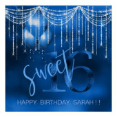 String Lights & Balloons Sweet 16 Dk Blue ID473 Poster (Vorderseite)