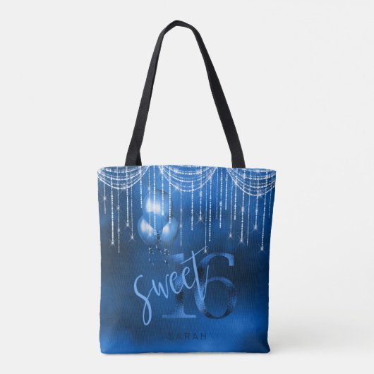 String Lights & Balloons Sweet 16 Dk Blue ID473 Tasche (Rückseite)