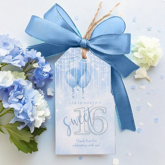 String Lights & Balloons Sweet 16 Lt. Blue ID473 Geschenkanhänger
