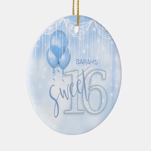 String Lights & Balloons Sweet 16 Lt. Blue ID473 Keramik Ornament (Rechts)