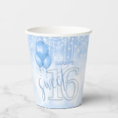 String Lights & Balloons Sweet 16 Lt. Blue ID473 Pappbecher (Vorderseite)