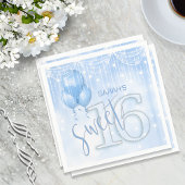 String Lights & Balloons Sweet 16 Lt. Blue ID473 Serviette