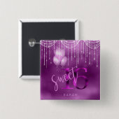String Lights & Balloons Sweet 16 Orchid ID473 Button (Vorne & Hinten)