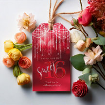 String Lights & Balloons Sweet 16 Red ID473