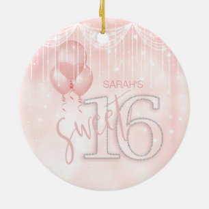 String Lights & Balloons Sweet 16 Rose Gold ID473 Keramikornament