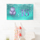 String Lights & Balloons Sweet 16 TealPurple ID473 Banner (Insitu)