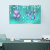 String Lights & Balloons Sweet 16 TealPurple ID473 Banner (Messeveranstaltung)
