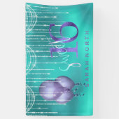String Lights & Balloons Sweet 16 TealPurple ID473 Banner (Vertikal)