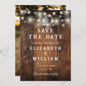 String Lights Barn Wood Photo Western Wedding Save The Date (Vorne/Hinten)