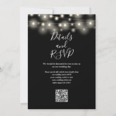 String Lights Black And White QR Code Wedding Einladung (Rückseite)