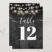 String Lights Black Barn Wood Boho Tischnummer (Vorne/Hinten)