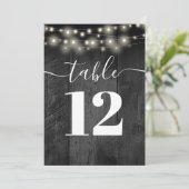 String Lights Black Barn Wood Boho Tischnummer (Stehend Vorderseite)