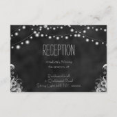 String Lights Black Chalkboard Empfang Card Begleitkarte (Vorderseite)