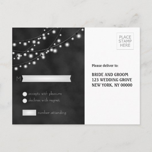 String Lights Black Chalkboard UAWG Repard Postard Einladungspostkarte (Rückseite)