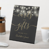 String Lights Black Gold Script Cards und Geschenk Sockelschild (In SItu)