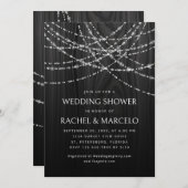 String Lights Black Rustic Paares Polterabend Einladung (Vorne/Hinten)