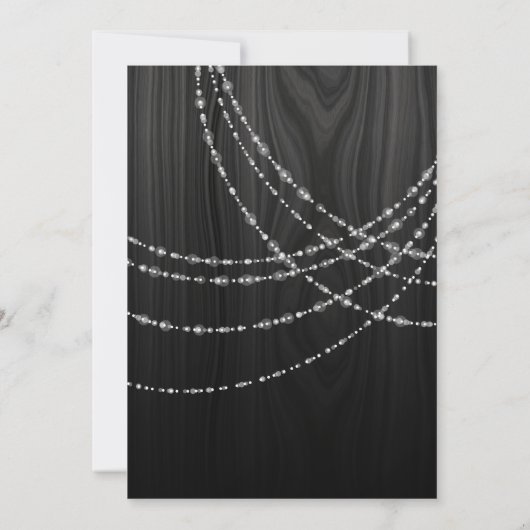 String Lights Black Rustic Wedding Reception Einladung (Rückseite)