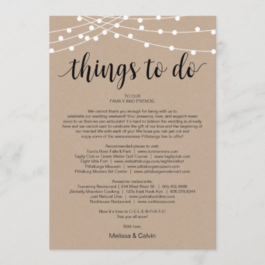 String Lights, Black, What to do, Itinerary Card Programm (Vorderseite)