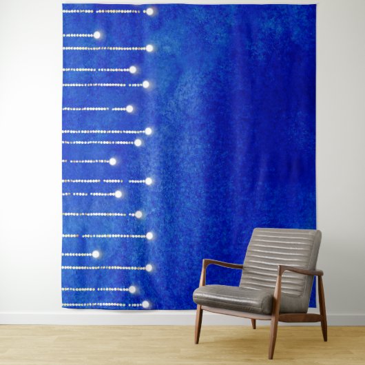String Lights Blue Christmas Foto Stand Hintergrun Wandteppich (Beispiel)
