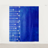String Lights Blue Christmas Foto Stand Hintergrun Wandteppich (Vorderseite)
