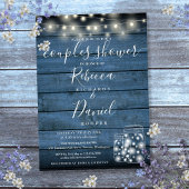 String Lights Blue Jars Script Couples Dusche Einladung