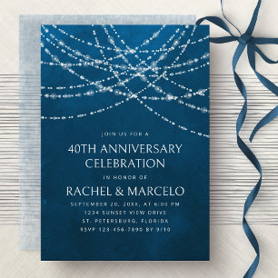 String Lights Blue Wedding Jubiläum Einladung