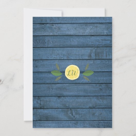 String Lights Blue Wood Main Squeeze Brautparty Einladung (Rückseite)