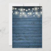 String Lights Blue Wood Monogram Couples Dusche Einladung (Rückseite)