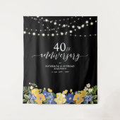 String Lights & Blume 40. Hochzeitstag Wandteppich (Vorderseite)